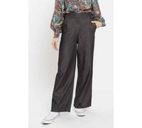 Louche Women's Elina Chambray Straight Cut Trouser In Black | Size: 10 Louche Black 10