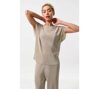 Louche Women's Korine Pleated Short Sleeve Top - Stone in Beige | Size: 10 Louche Beige 10