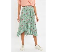 Louche Women's Mara Flower Show Print Ruffle Hem Wrap Midi Skirt in Green | Size: 10 Louche Green 10