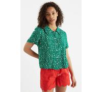 Louche Women's Padma Spot It Print Ruffle Collar Short Sleeve Blouse Green | Size: 16 Louche Green 16