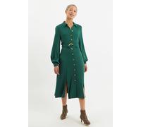 Louche Women's Rebecka Twill Long Sleeve Midi Dress in Green | Size: 10 Louche Green 10