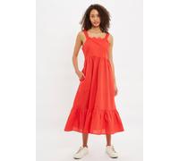 Louche Women's Zora Scalloped Detailed Midi Sundress in Red | Size: 12 Louche Red 12