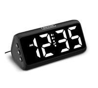 Loud Alarm Clock for Bedroom, Digital Alarm Clock with RGB Led Display, Dual Alarm, 5 Dimmers, 4 Volumes, Power-Off Memory, Mians Powered Bedside Clocks for Heavy Sleeper Teens Elderly (Black-White)