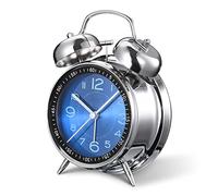 Loud Alarm Clock for Heavy Sleepers Adults,Retro 4 Inch Silent Non-Ticking Quartz with Backlight,Twin Bell Analog Kids Alarm Clocks for Bedrooms Bedside (Blue)