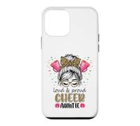Loud and proud Cheer Auntie Messy leopard Bun Bow Pom Poms Case for iPhone 12 mini