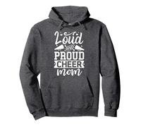 Loud And Proud Cheer Mom | Cheerleader Pullover Hoodie, Adult Unisex, Dark Heather Grey, XX-Large