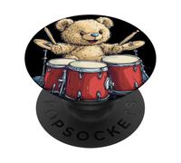 Loud and Proud Drumming Teddy Bear for a Rocking Mood PopSockets Adhesive PopGrip