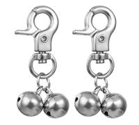 Loud Cat Dog Bells 2 Pieces Pet Bells Loud Pets Bells for Dog Collar Large Dogs Pet Bell Pendant Silver Tracker Bells for Dogs Cat Training Necklace, Zinc, No Gemstone