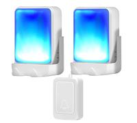 Loud Flash Doorbell with 7 Colors of Bright Light and 4 Volumes, Wireless Doorbells 600 feet,at Home/Office,Suitable for the Elderly, Hearing Impaired People,1 Transmitter with 2 Receivers