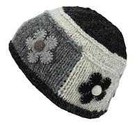 Loud Hats Grey Felt Flower Wool Knit Beanie Hat