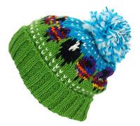 Loud Hats Wool Knit Bobble Beanie Hat Sheep Pattern & Black Sheep - Rainbow