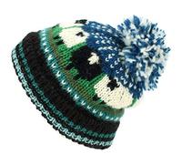 Loud Hats Wool Knit Bobble Beanie Hat Sheep Pattern & Black Sheep - Teal
