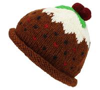 Loud Hats Wool Knit Xmas Pud Hat Fleece Lined Christmas Pudding Beanie Rolled Brim