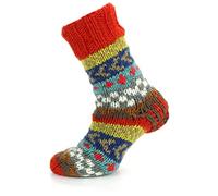 Loud Hats Wool Knitted Slipper Socks Fleece Lined Chunky Hand Knit - Chevron Orange