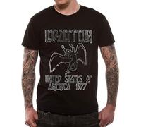 Loud Led Zeppelin USA 77 Men's T-Shirt, Black, XXL