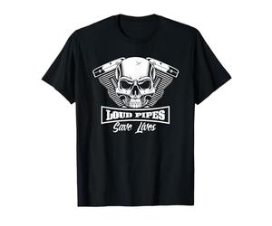 Loud Pipe Save Lives Bikers Skull Men's Women's T-Shirt