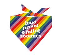 Loud Proud & Full of Zoomies Dog Bandana | 100% Cotton Adjustable Triangle | Made in USA | Pride Day | LGBTQ+ | Rainbow | Equality | One Size |Rainbow Stripe (1279)