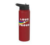 Loud & Proud Rainbow for Pride Month for LGBTQI Allies Stainless Steel Insulated Water Bottle