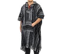 LOUDelephant Brushed 100% Cotton Long Hooded Poncho Mexican Style Hoodie Unisex for Camping Festivals Men Women