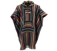 LOUDelephant Brushed 100% Cotton Long Hooded Poncho Mexican Style Hoodie Unisex for Camping Festivals Men Women