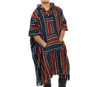 LOUDelephant Brushed 100% Cotton Long Hooded Poncho Mexican Style Hoodie Unisex for Camping Festivals Men Women