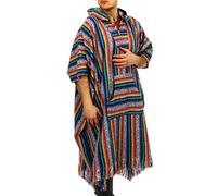 LOUDelephant Brushed 100% Cotton Long Hooded Poncho Mexican Style Hoodie Unisex for Camping Festivals Men Women