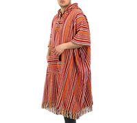 LOUDelephant Brushed 100% Cotton Long Hooded Poncho Mexican Style Hoodie Unisex for Camping Festivals Men Women