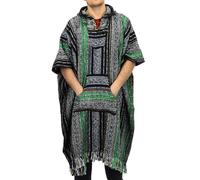 LOUDelephant Brushed 100% Cotton Long Hooded Poncho Mexican Style Hoodie Unisex for Camping Festivals Men Women