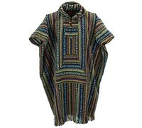 LOUDelephant Brushed 100% Cotton Long Hooded Poncho Mexican Style Hoodie Unisex for Camping Festivals Men Women