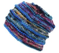 LOUDelephant Chunky Ribbed Wool Knit Beanie Hat with Space Dye Design - Electric Blue