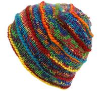 LOUDelephant Chunky Ribbed Wool Knit Beanie Hat with Space Dye Design - Rainbow