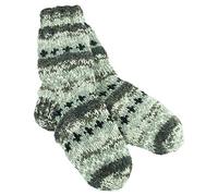 LOUDelephant Chunky Wool Knit Abstract Pattern Fleece Lined Socks - Grey