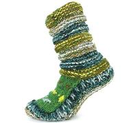LOUDelephant Chunky Wool Knit Abstract Pattern Slipper Socks - Green