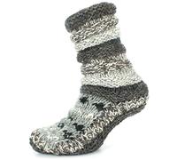 LOUDelephant Chunky Wool Knit Abstract Pattern Slipper Socks - Grey