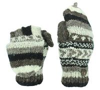 LOUDelephant Chunky Wool Knit Fingerless Shooter Gloves - Chevron - Black