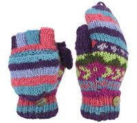 LOUDelephant Chunky Wool Knit Fingerless Shooter Gloves - Chevron - Purple