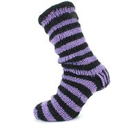 LOUDelephant Chunky Wool Knit Fleece Lined Socks - Purple & Black