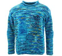 LOUDelephant Chunky Wool Knit Jumper Space Dye Stripes Pattern Rainbow Retro Knitted Sweater 100% Loose Oversized Warm
