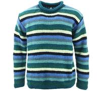 LOUDelephant Chunky Wool Knit Jumper - Stripe Blue (Medium)