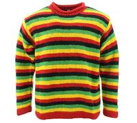 LOUDelephant Chunky Wool Knit Jumper - Stripe Rasta (X-Large)