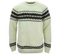 LOUDelephant Chunky Wool Knit Nordic Fairisle Pattern Jumper - Off-White (XX-Large)