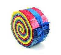 LOUDelephant Cotton Batik Pre Cut Fabric Bundles - Jelly Roll - Rainbow Swirl 2