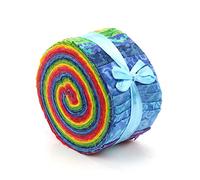 LOUDelephant Cotton Batik Pre Cut Fabric Bundles - Jelly Roll - Rainbow Treat