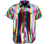 LOUDelephant Firefly Shiny Metallic Short Sleeve Shirt - Rainbow (Small/Medium)