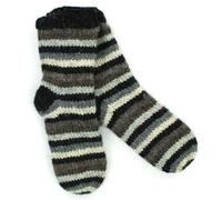 LOUDelephant Hand Knitted Wool Ankle Socks - Stripe Natural