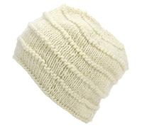 LOUDelephant Hand Knitted Wool Beanie Hat - Plain Cream
