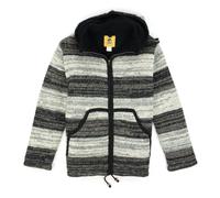 LOUDelephant Hand Knitted Wool Hooded Jacket Cardigan - SD Brown Oatmeal (Large)