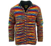 LOUDelephant Hand Knitted Wool Jacket Cardigan - SD Rainbow with Rainbow Trim (Small)