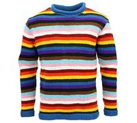 LOUDelephant Hand Knitted Wool Jumper - Stripe Progress Rainbow (Large)