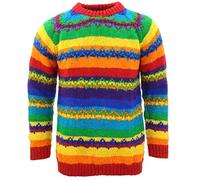LOUDelephant Hand Knitted Wool Jumper - Stripe Rainbow Zig Zag (Large)